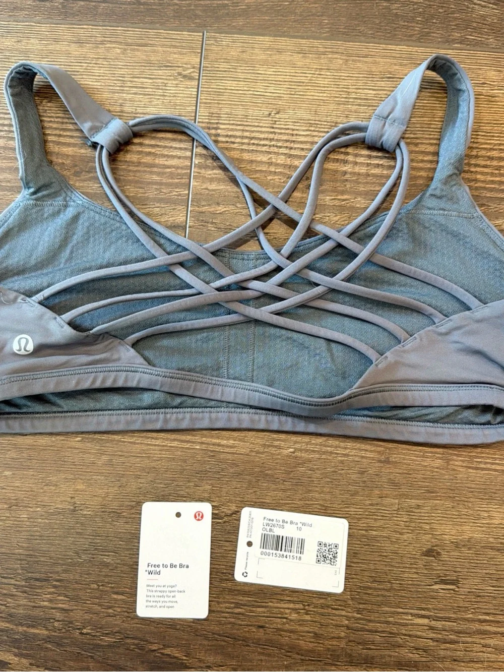 lululemon athletica Free To Be Wild Bra in OLBL Oil Blue Grey size 10